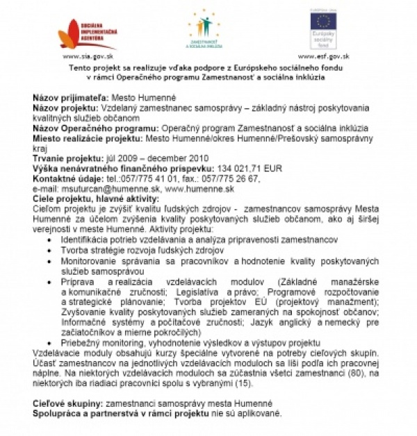 Vzdelaný zamestnanec samosprávy