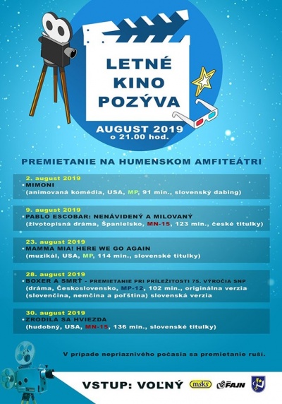 Letné kino – august 2019