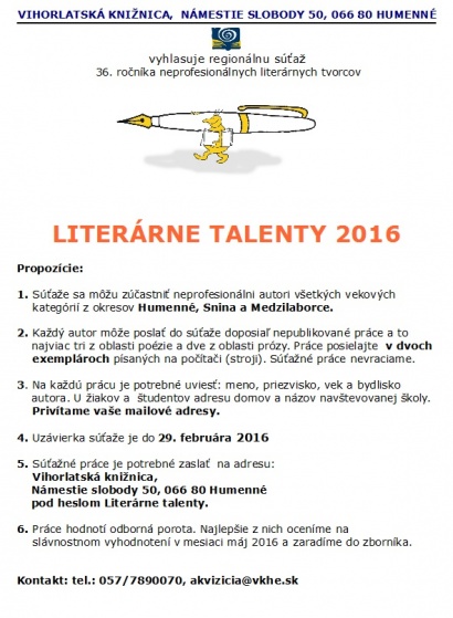 Literárne talenty 2016