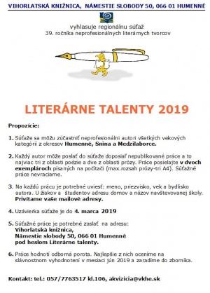 Literárne talenty 2019