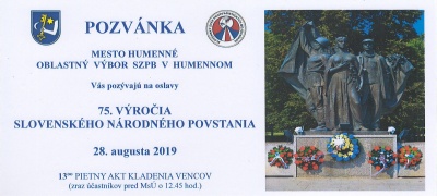 Pozvánka – 75. výročie SNP