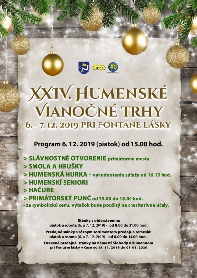 Pozvánka – XXIV. Humenské vianočné trhy