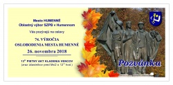 Pozvánka na oslavy 74. výročia oslobodenia mesta Humenné