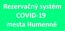 REZERVAČNÝ SYSTÉM COVID-19 mesta Humenné