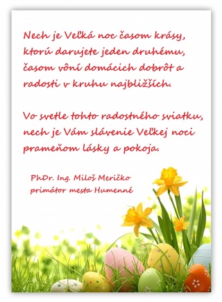 Veľkonočný pozdrav primátora 2019