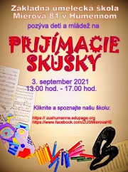 ZUŠ-ka pozýva na prijímacie skúšky