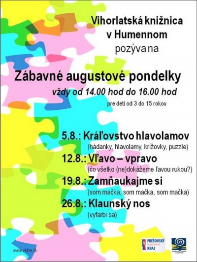 Zábavné augustové pondelky vo Vihorlatskej knižnici v Humennom