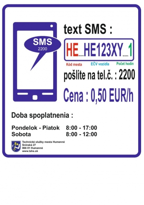 sms parkovné - návod na použitie