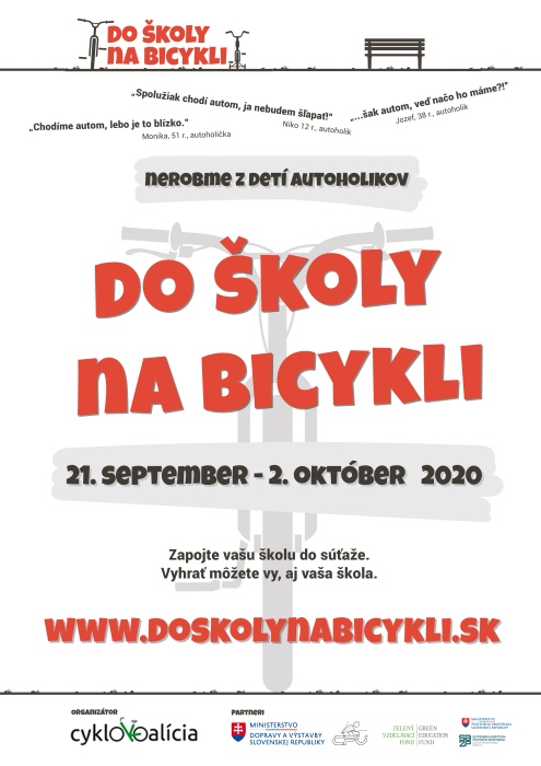 DO ŠKOLY NA BICYKLI 2020: kampaň 21.9. – 2.10.