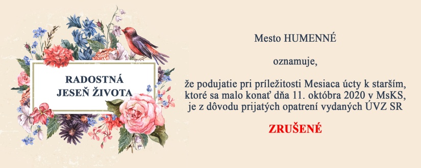 Zrušená akcia - Radostná jeseň života
