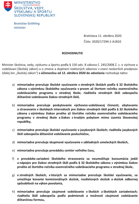 Rozhodnutie ministra školstva
