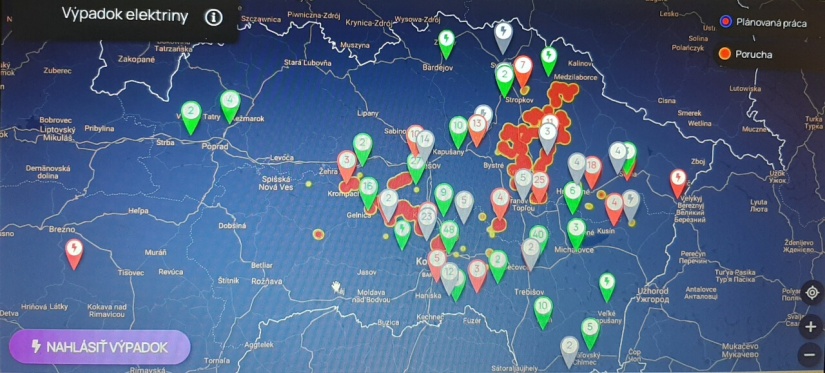 Výpadky elektriny na východnom Slovensku