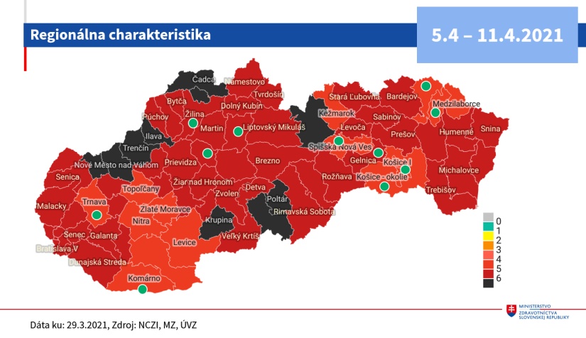 Mapa Covid automatu podľa regiónov
