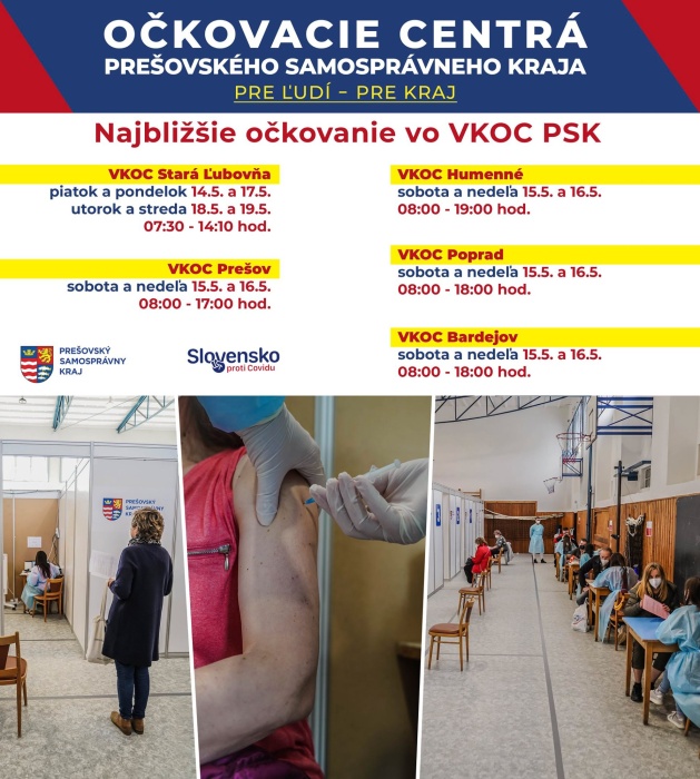 Program očkovania 15. a 16. mája