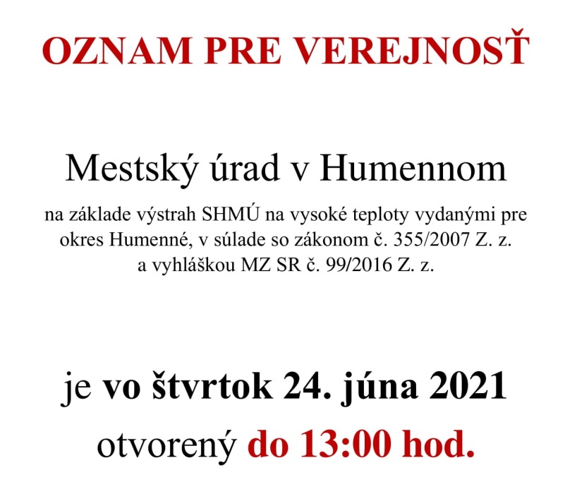 Oznam pre verejnosť