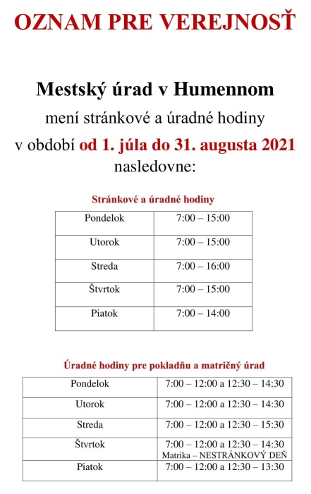 Zmena úradných hodín