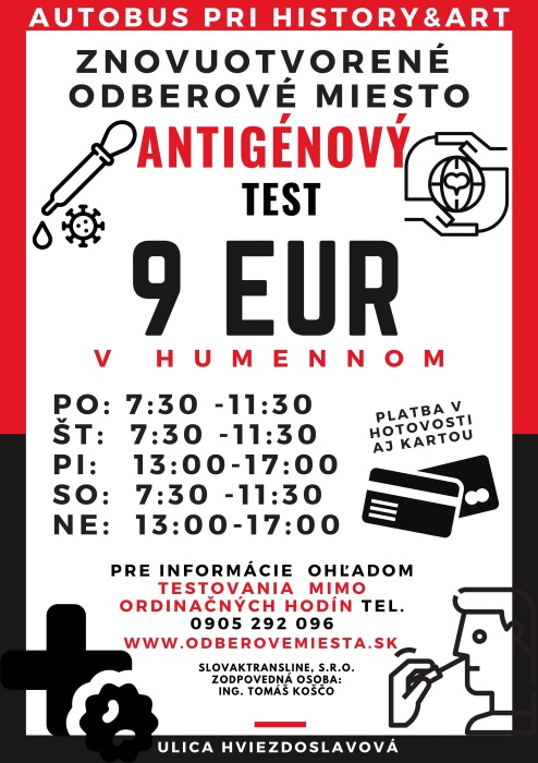 ANTIGÉNOVÉ ODBEROVÉ MIESTO: Autobus pri History&art