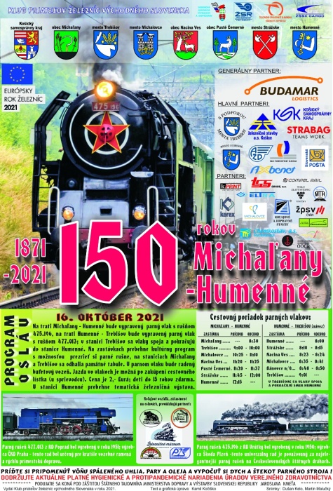 150 ROKOV prevádzky trate MICHAĽANY - HUMENNÉ