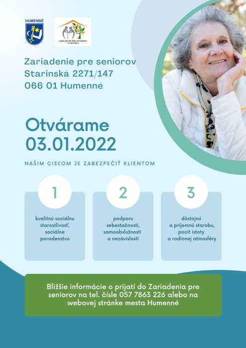 ZARIADENIE PRE SENIOROV otvárame 3. januára 2022