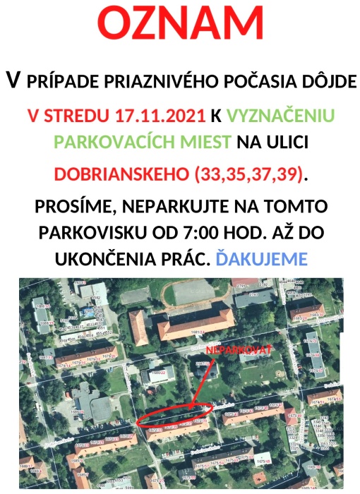 Vyznačenie parkovacích miest - Dobrianskeho ulica