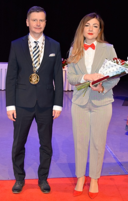 Miloš Meričko a Dominika Laudová (učiteľka ZŠ Laborecká)