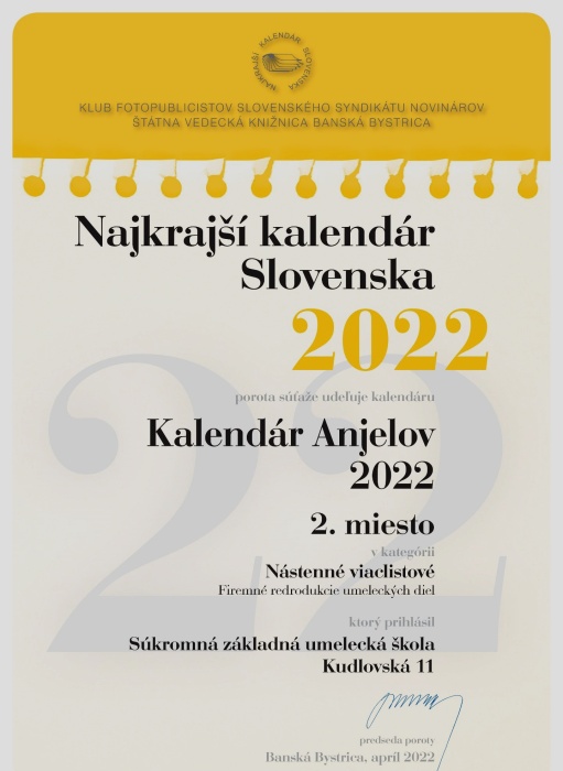 Kalendár Anjelov 2022 - 2. miesto