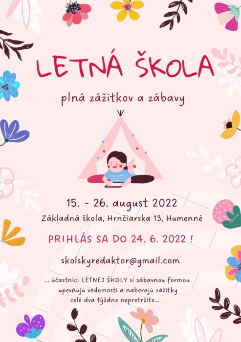 Letná škola 2022 - ZŠ Hrnčiarska