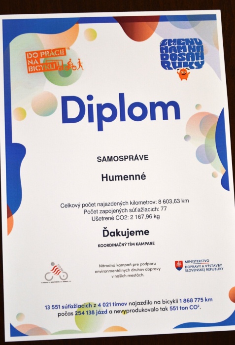 Do práce na bicykli 2022 - Mesto Humenné