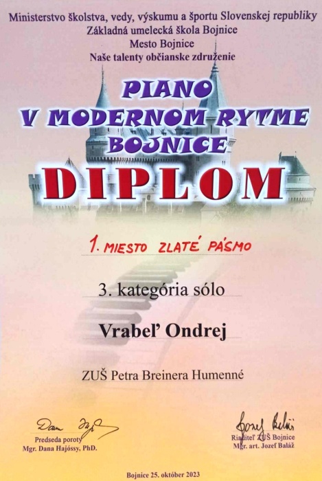 Ondrej Vrabeľ - zlaté Piano v modernom rytme