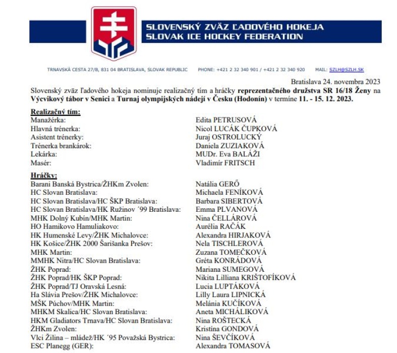 HK Humenské Levy reprezentačne