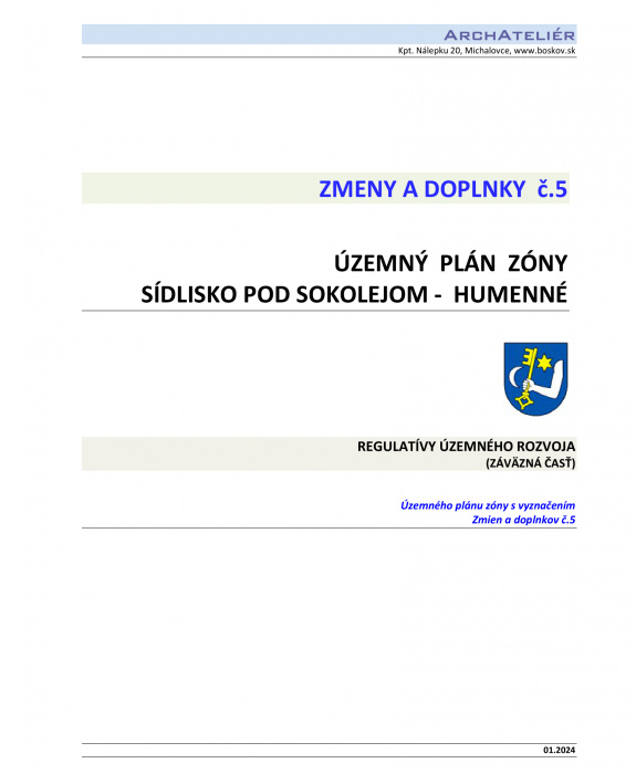 Územný plán zóny Pod Sokolejom
