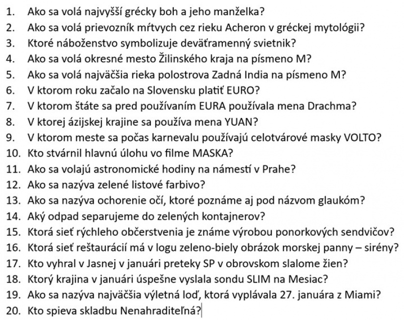 SchoolQuiz - 1. kolo