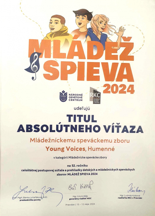 Young Voices na súťaže Mládež spieva 2024