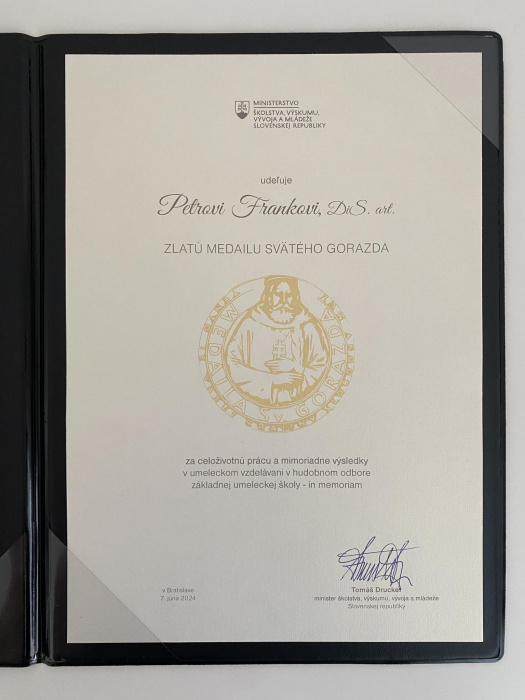 Cena sv. Gorazda - Zlatá medaila in memoriam pre Petra Franka