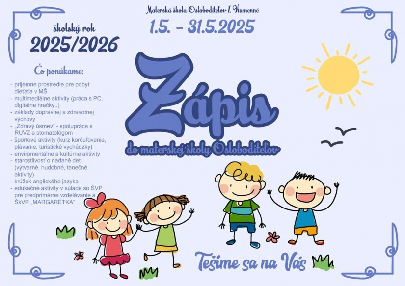 Zápis detí do MŠ 2025/2026