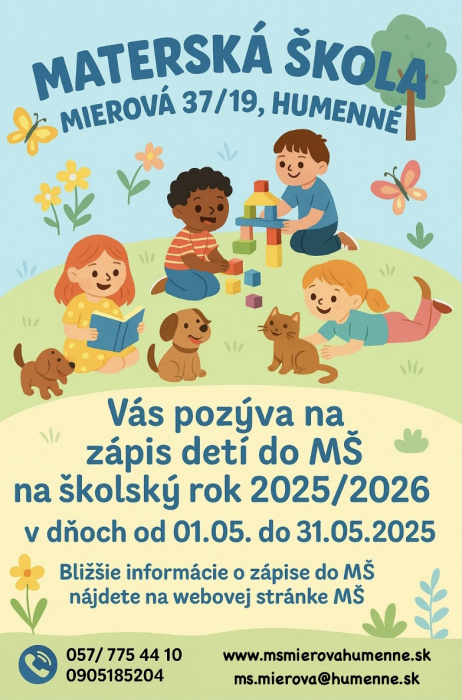Zápis detí do MŠ 2025/2026