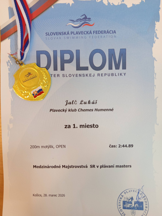 Lukáš Jalč - Majster SR "Masters" v plávaní na 200 m motýlik