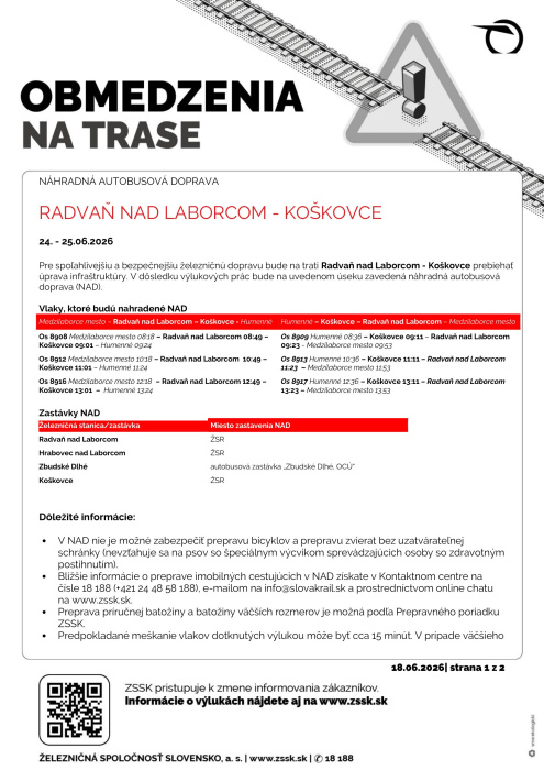 Výluka Radvaň n/L. - Koškovce (a späť)