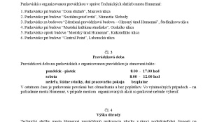 Prevádzkový poriadok TS mesta Humenné pre prevádzkovanie odstavných plôch motorových vozidiel