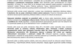 SLOVENSKÁ POŠTA v mimoriadnej situácii