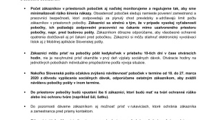 SLOVENSKÁ POŠTA v mimoriadnej situácii