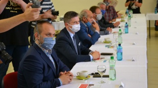Poslanec Tomáš Šudík a primátor Miloš Meričko na pracovnom stretnutí