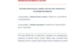 Sčítanie obyvateľov, domov a bytov 2021