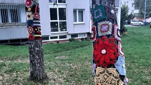 Háčkované dečky skrášlili brezy