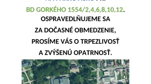 Rekonštrukcia parkovacieho miesta Gorkého ulice - oznam