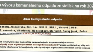 Harmonogram vývozu kuchynského odpadu zo sídlisk