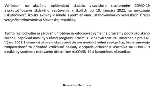 ŠKOLSTVO: Rozhodnutie ministra s účinnosťou od 19.1.2022