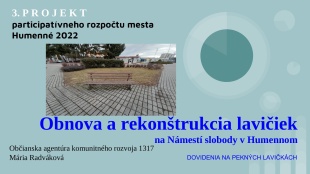Participatívny rozpočet 2022: Rekonštrukcia lavičiek na Námestí slobody
