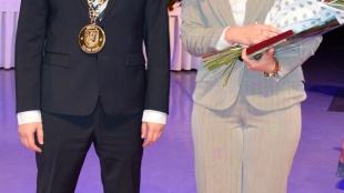 Miloš Meričko a Dominika Laudová (učiteľka ZŠ Laborecká)