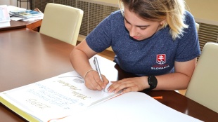 Klára Macková na návšteve u primátora Miloša Merička
